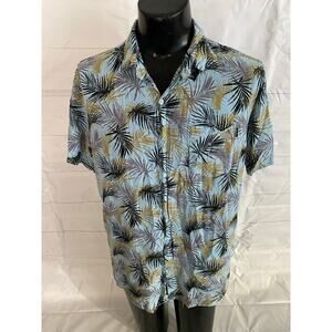 Molokai Surf Co. Men’s X-LARGE Palms/Floral Button Up Short Sleeve Rayon Shirt #